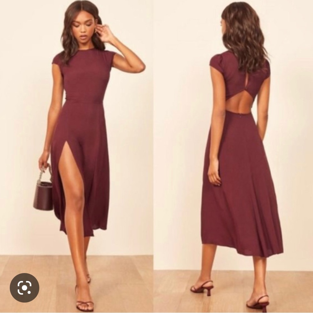 Reformation Gavin Dress in Maroon